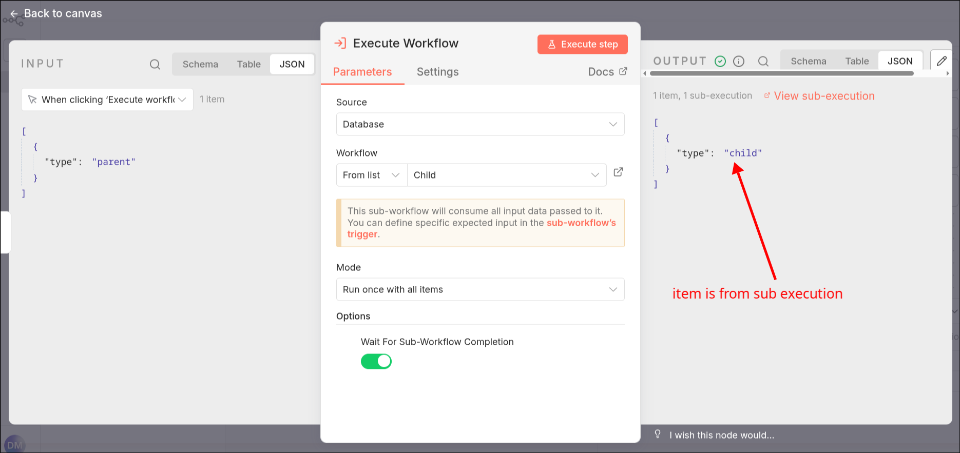 v2: 父执行将收到子执行结果