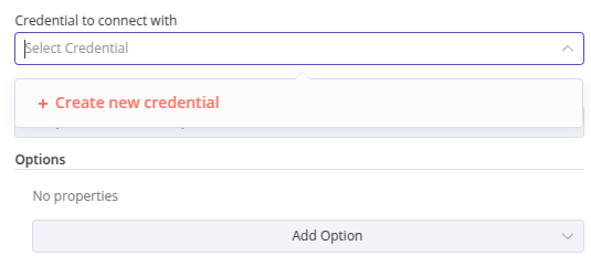 显示创建新凭据按钮的截图